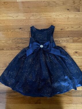 NWOT Rare Editions Girls' Navy Sparkle Bow Party Dress 4T